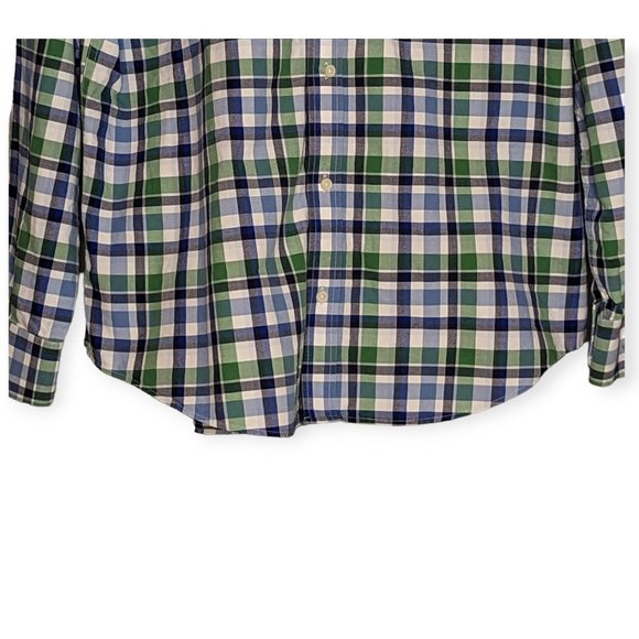 Banana Republic Factory Green/Blue Plaid Long Sleeve Button Down Shirt Size XL - Picture 4 of 13